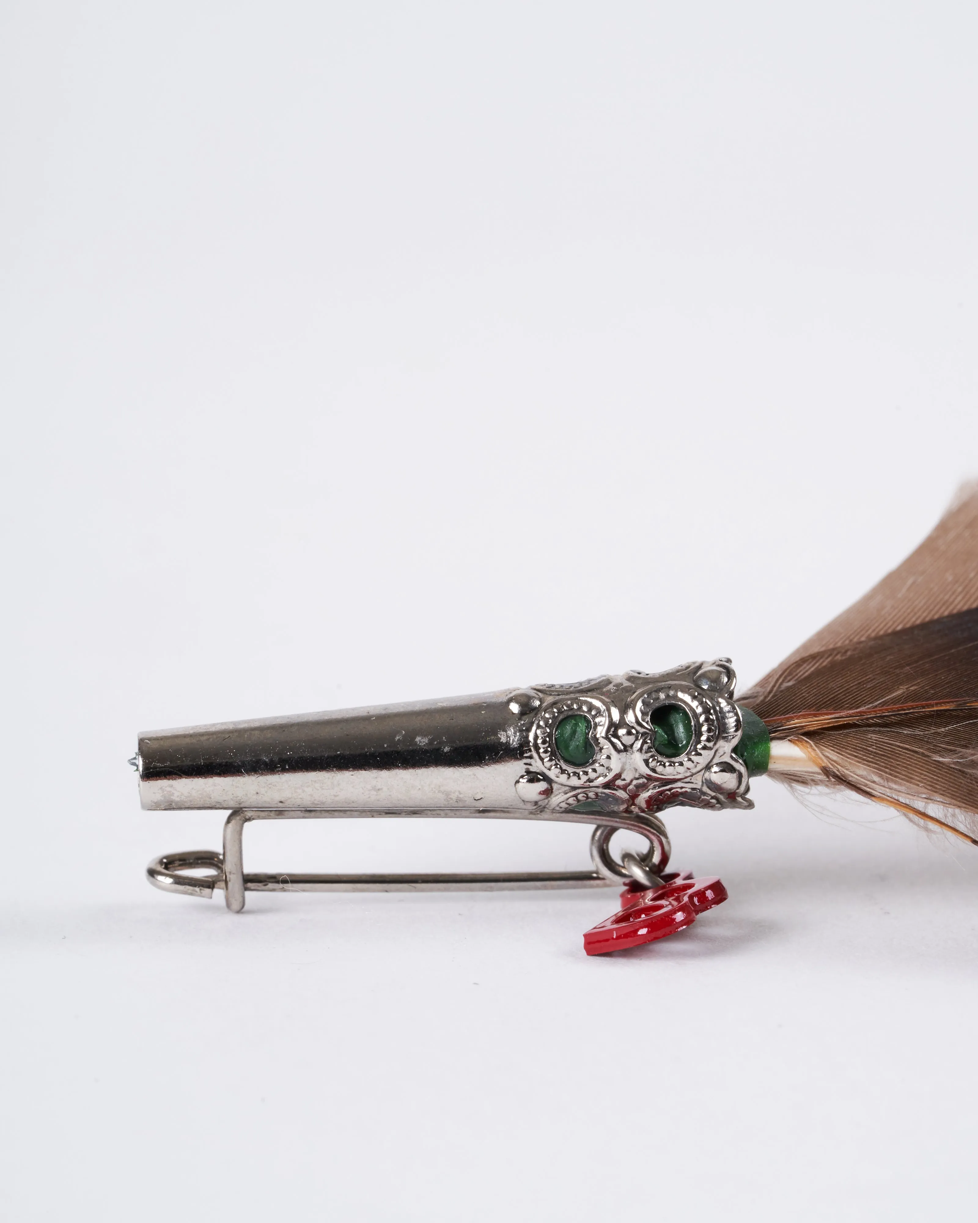 pencil brooch - brown & red
