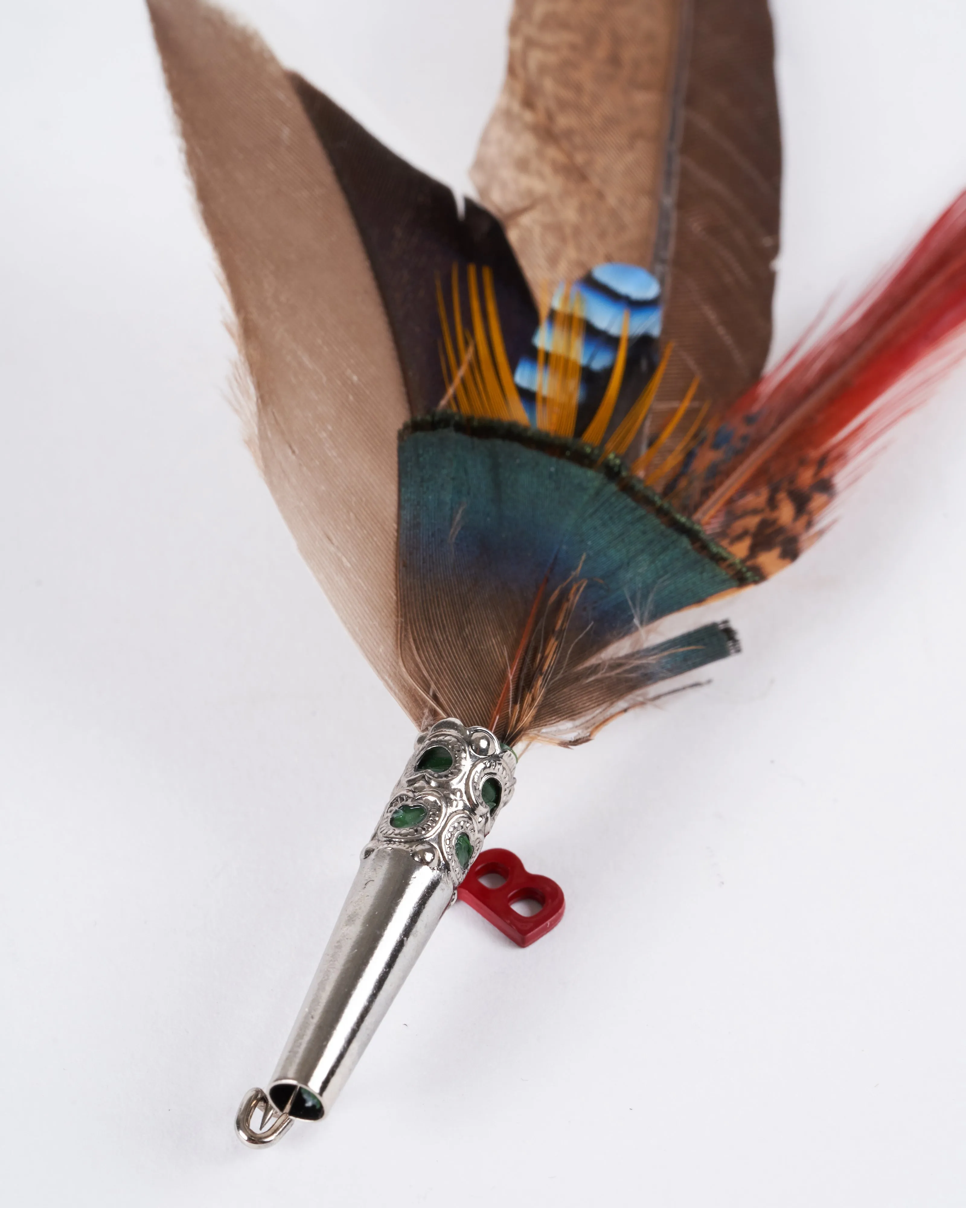 pencil brooch - brown & red