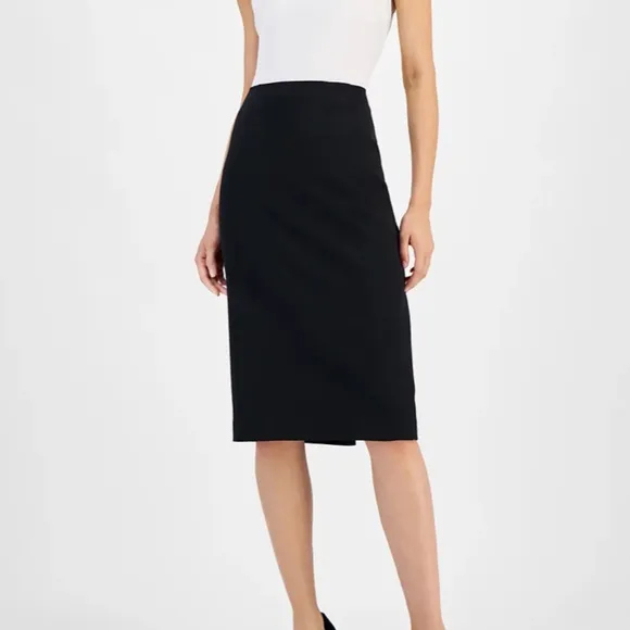 Pencil Straight Modern Business Casual Work Night Minimalist Classy Midi Skirt