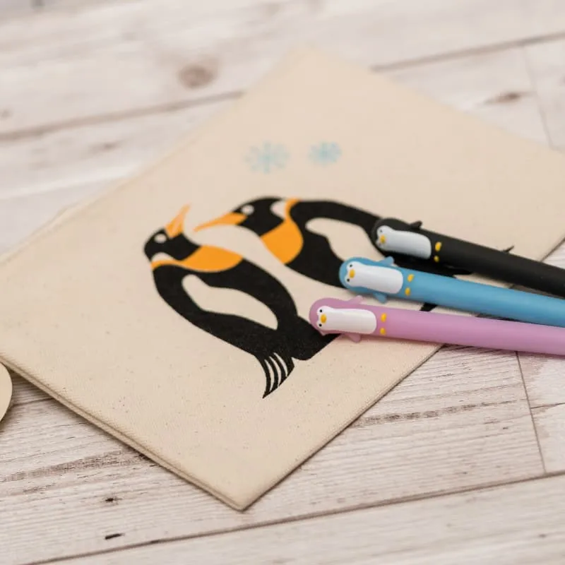 Penguin Print Large Zip Pouch by Nature Planet