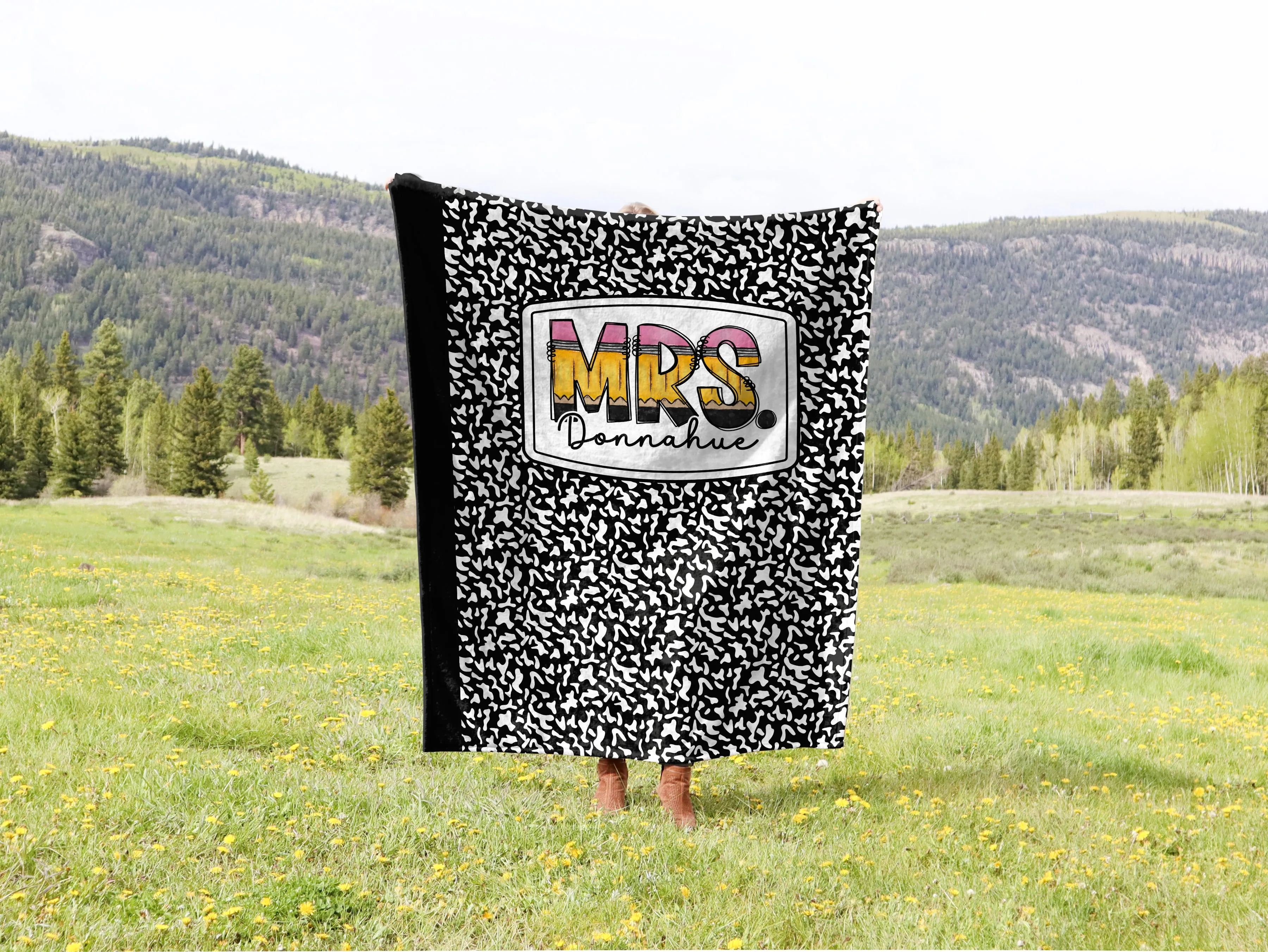 Personalized Composition Notebook Fleece Blanket