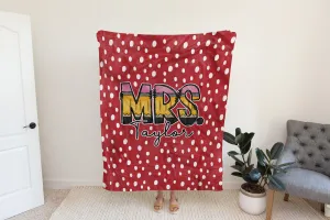 Personalized Red Dots Pencil Name Fleece Blanket
