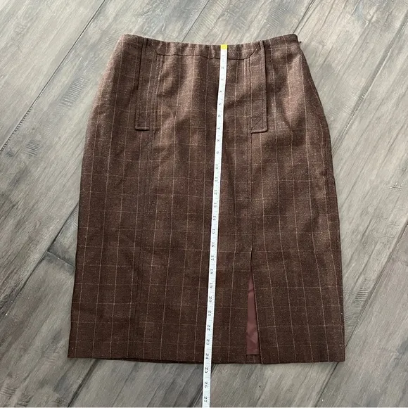 Peruvian Connection Brown Tweed Knit Pencil Skirt - Size 8
