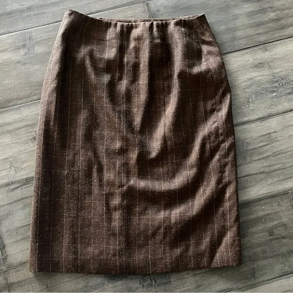 Peruvian Connection Brown Tweed Knit Pencil Skirt - Size 8