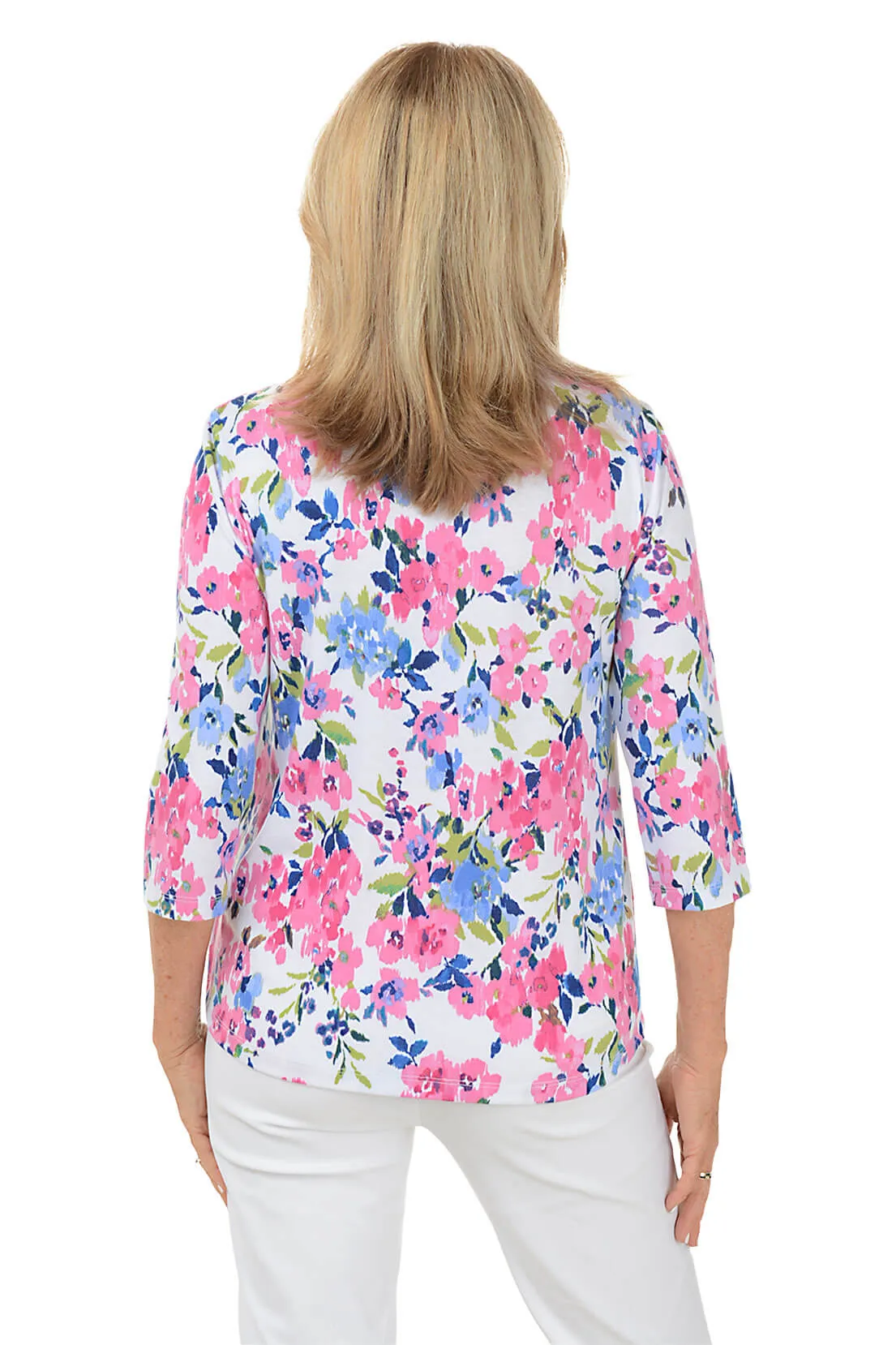 Petite Flamenco Floral Pleated Shoulder Top