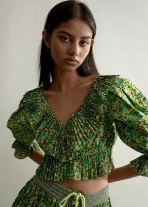 Phyllis Pleat Top (Green)