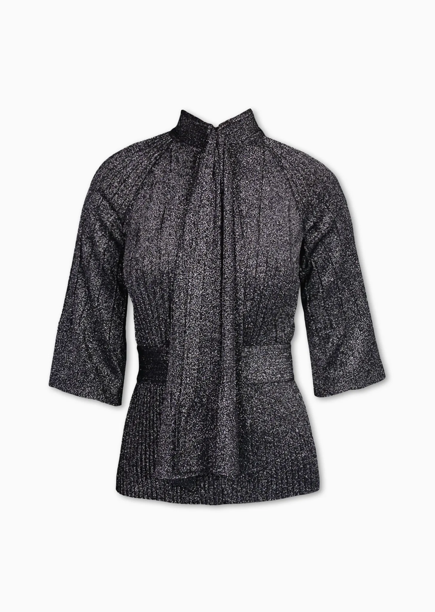 Pierretta – Metallic Pleated Top with Neck Tie