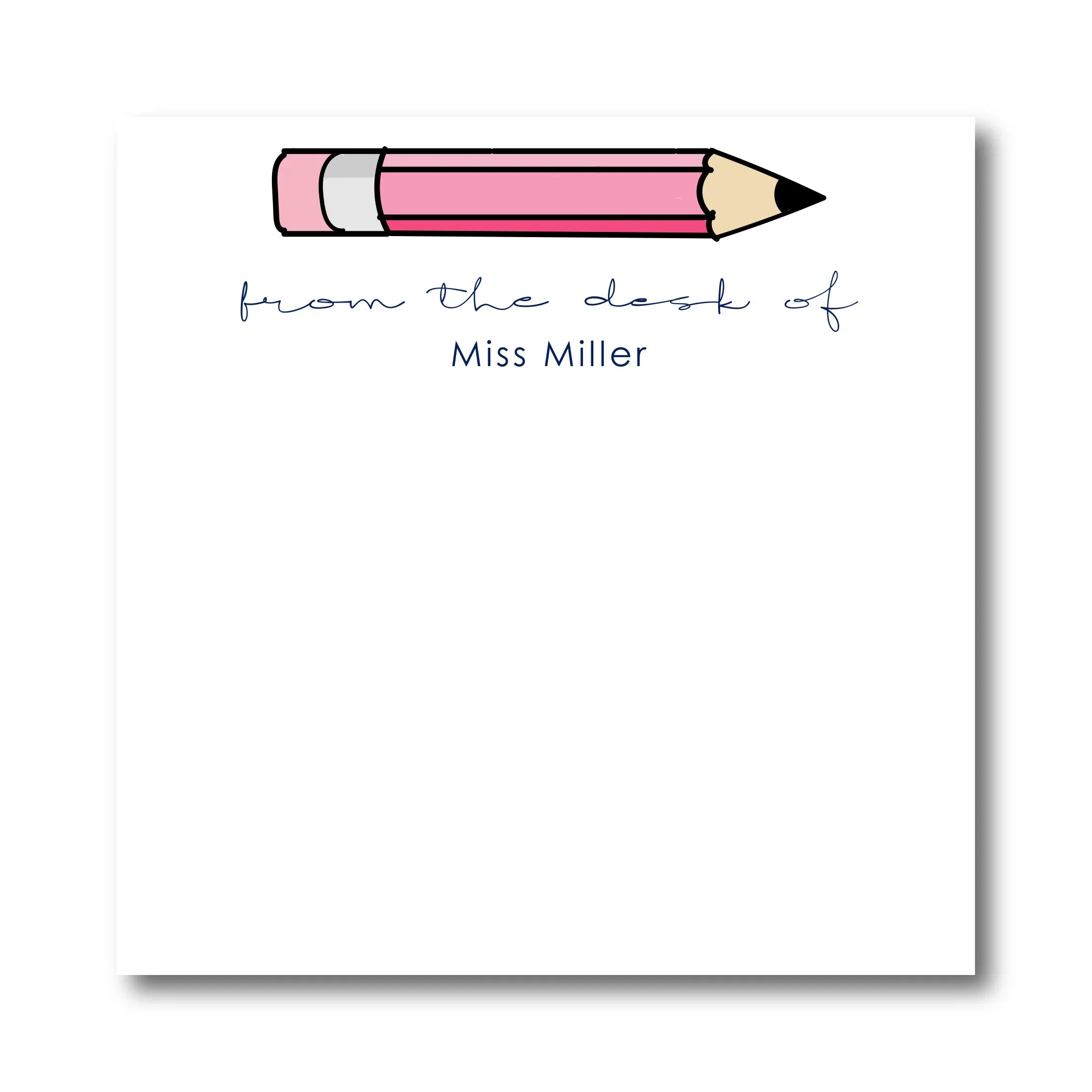 Pink Pencil Square Notepad
