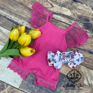 Pink with Lace Onesie