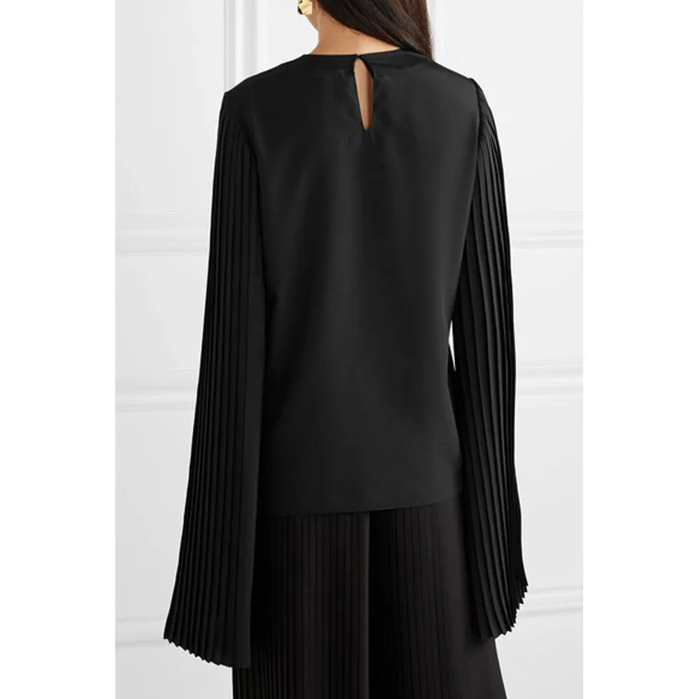 Pleated Crepe De Chine Top