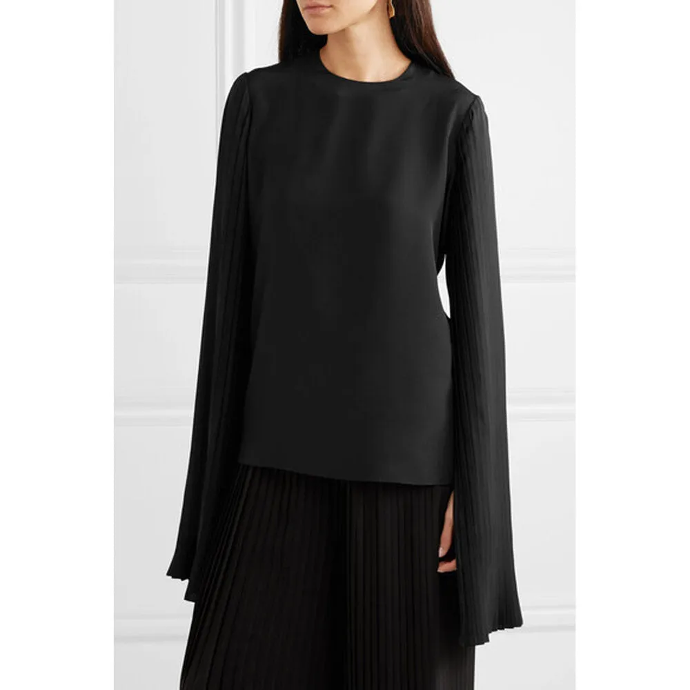 Pleated Crepe De Chine Top