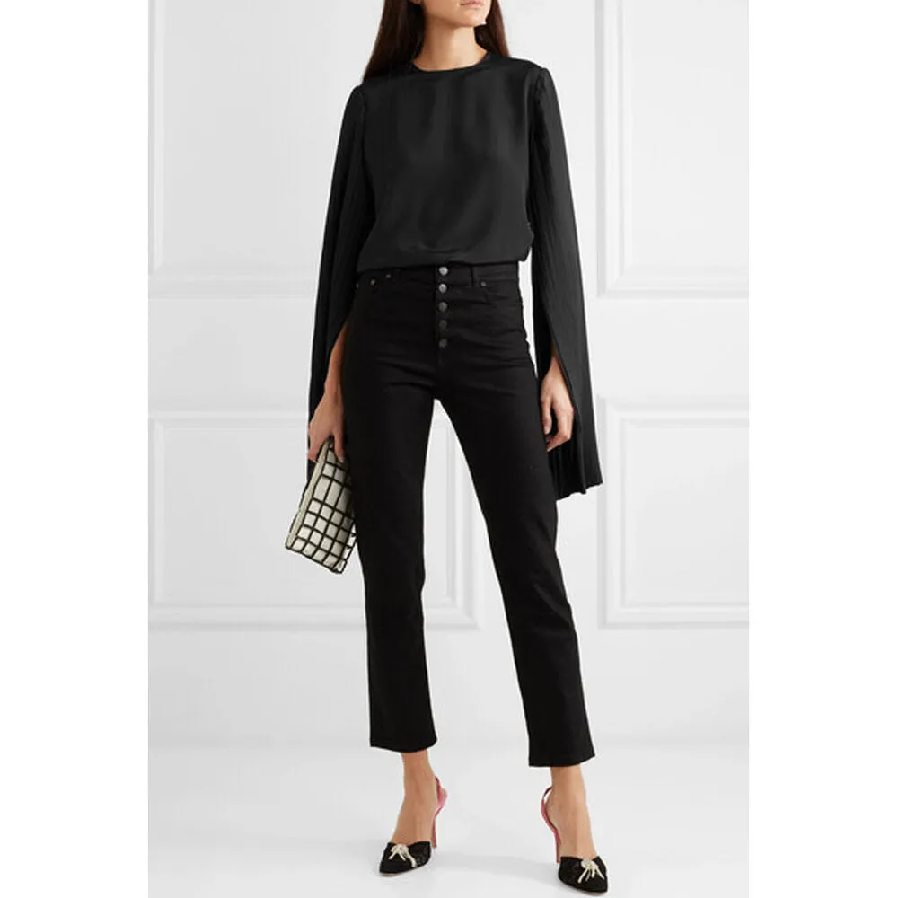 Pleated Crepe De Chine Top