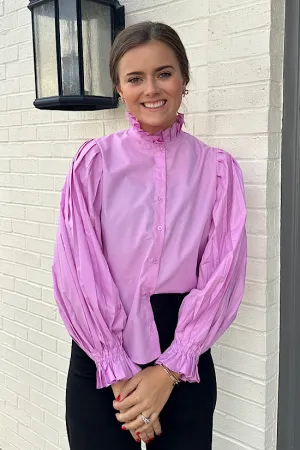 Pleated Sleeve Top in Lavender