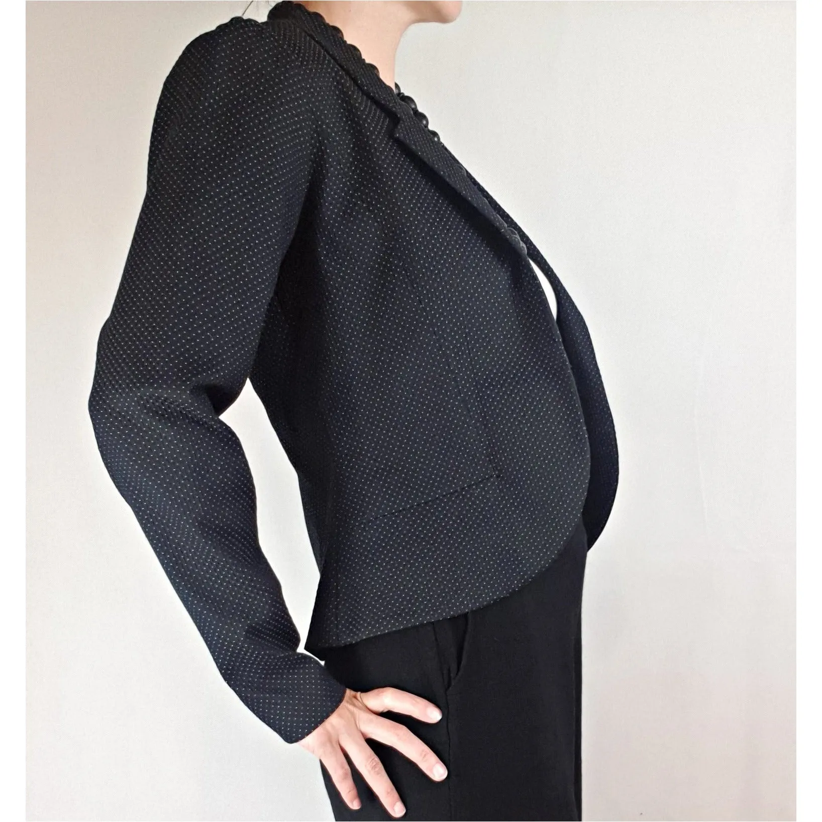 Preap & Coutts black spotted blazer/jacket size 1 (fits sizes 6-8)