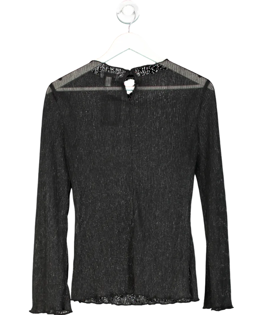 PRETTY LAVISH Black Pleated Flared Sleeve Top UK 6