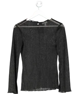 PRETTY LAVISH Black Pleated Flared Sleeve Top UK 6