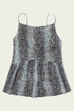 Printed Satin Top in Celestial Blue