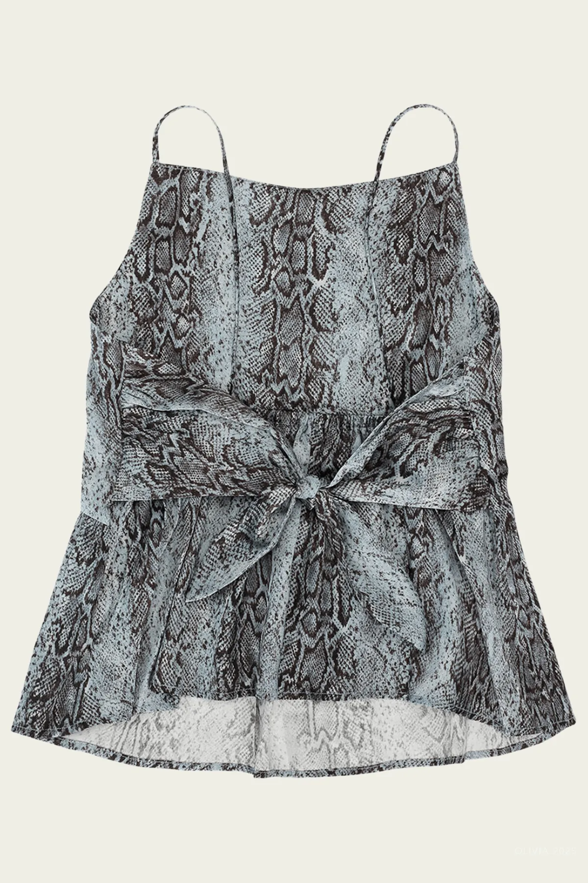 Printed Satin Top in Celestial Blue
