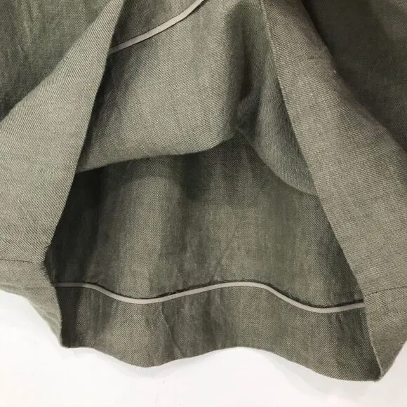 Proenza Schouler Gray Green 100% Linen Pleated Pencil Mini Skirt
