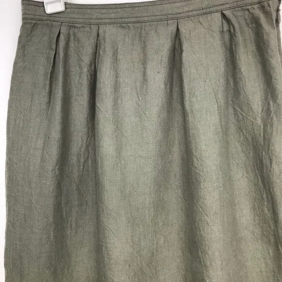 Proenza Schouler Gray Green 100% Linen Pleated Pencil Mini Skirt