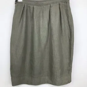 Proenza Schouler Gray Green 100% Linen Pleated Pencil Mini Skirt