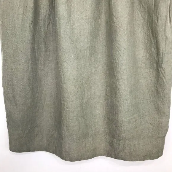 Proenza Schouler Gray Green 100% Linen Pleated Pencil Mini Skirt