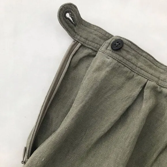 Proenza Schouler Gray Green 100% Linen Pleated Pencil Mini Skirt
