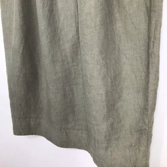 Proenza Schouler Gray Green 100% Linen Pleated Pencil Mini Skirt