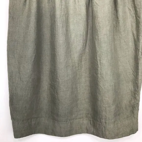 Proenza Schouler Gray Green 100% Linen Pleated Pencil Mini Skirt