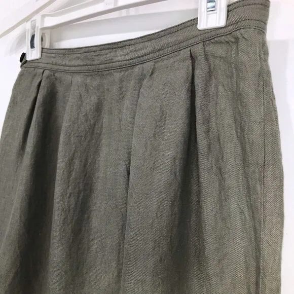 Proenza Schouler Gray Green 100% Linen Pleated Pencil Mini Skirt