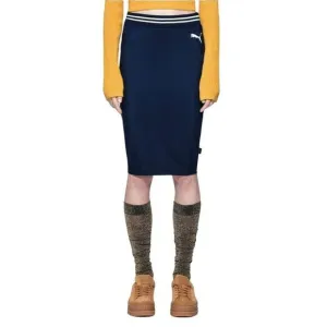 Puma By Rihanna Fenty Womens Skirt Blue XS Pencil Straight Stretch Midi Varsity
