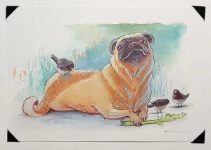 "Pug with Juncos" by Eric Michael Hancock