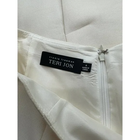 Rickie Freeman Teri Jon silk pencil skirt women’s size 8 cream