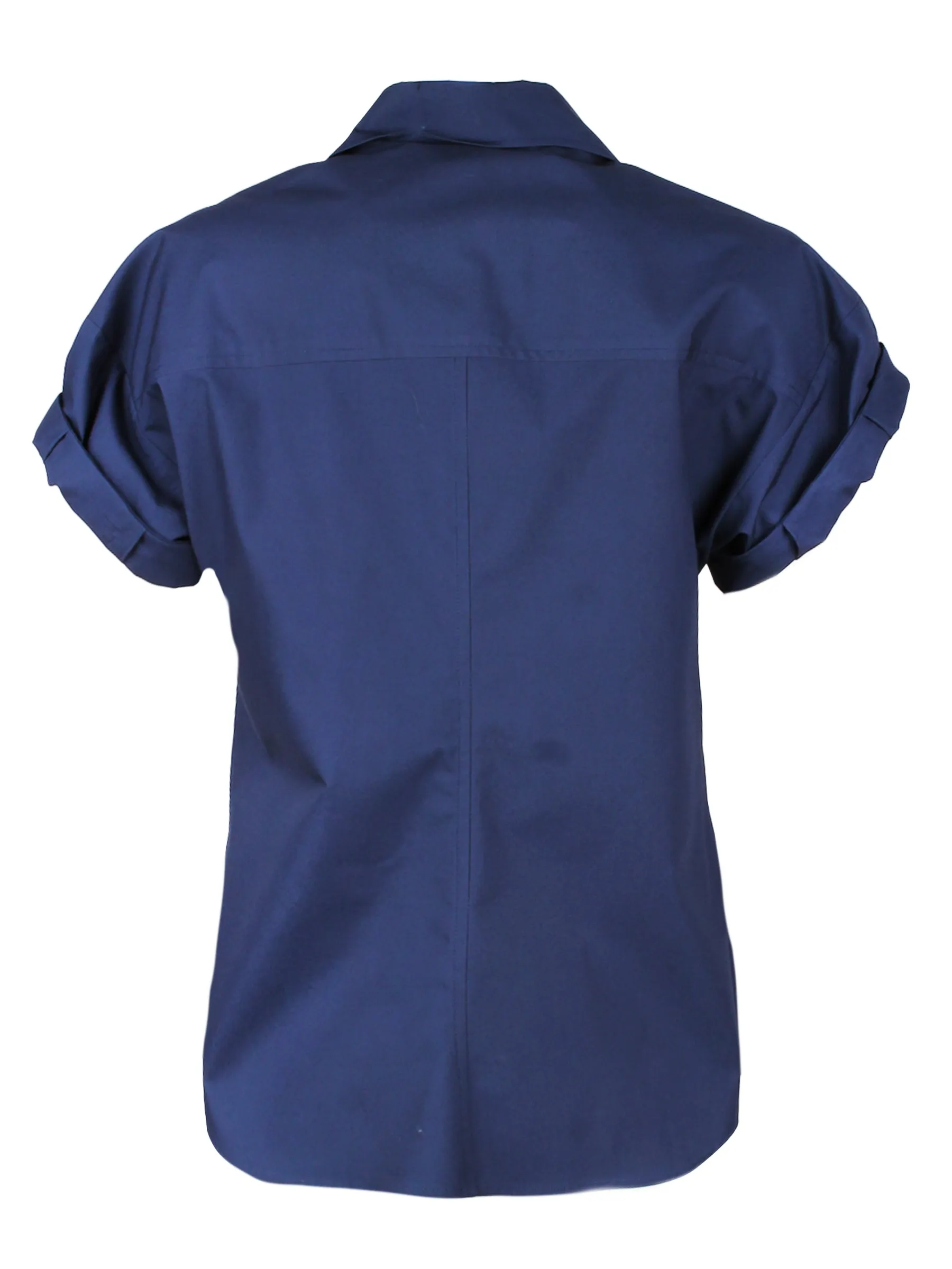 Roll Sleeve Camp Shirt Blue Voile Stripe