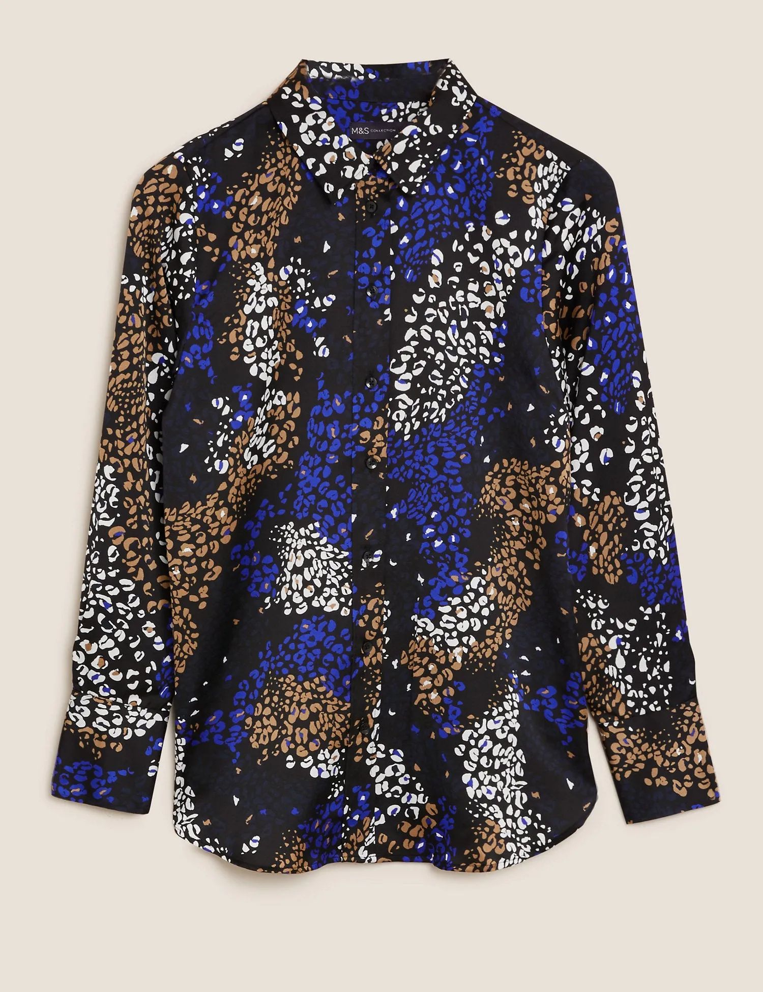 Satin Animal Print Long Sleeve Shirt