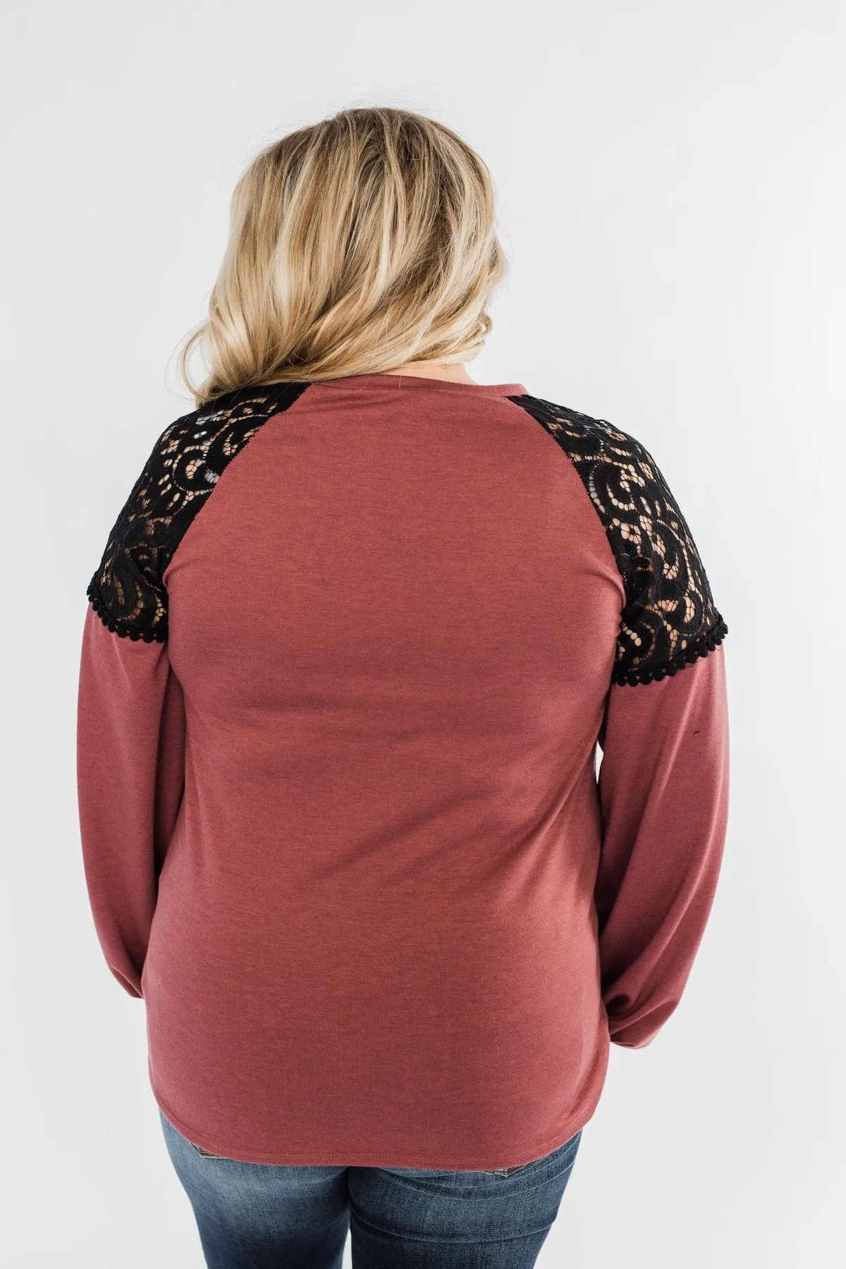 Sending My Love Lace Top- Dusty Burgundy
