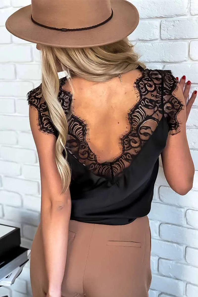 Sexy Lace Stitching Suspender Top