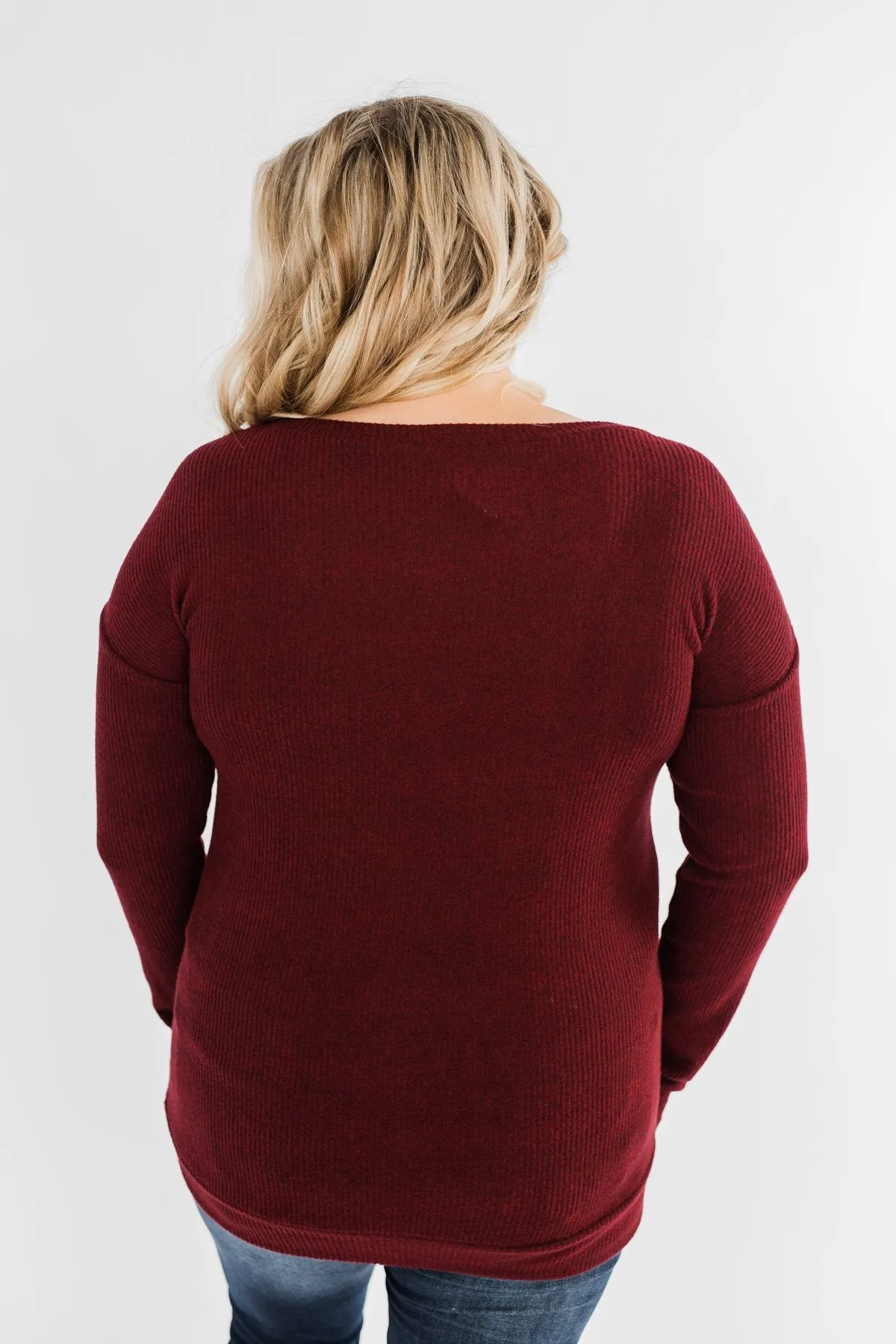Show Stopper Black Lace Top- Burgundy