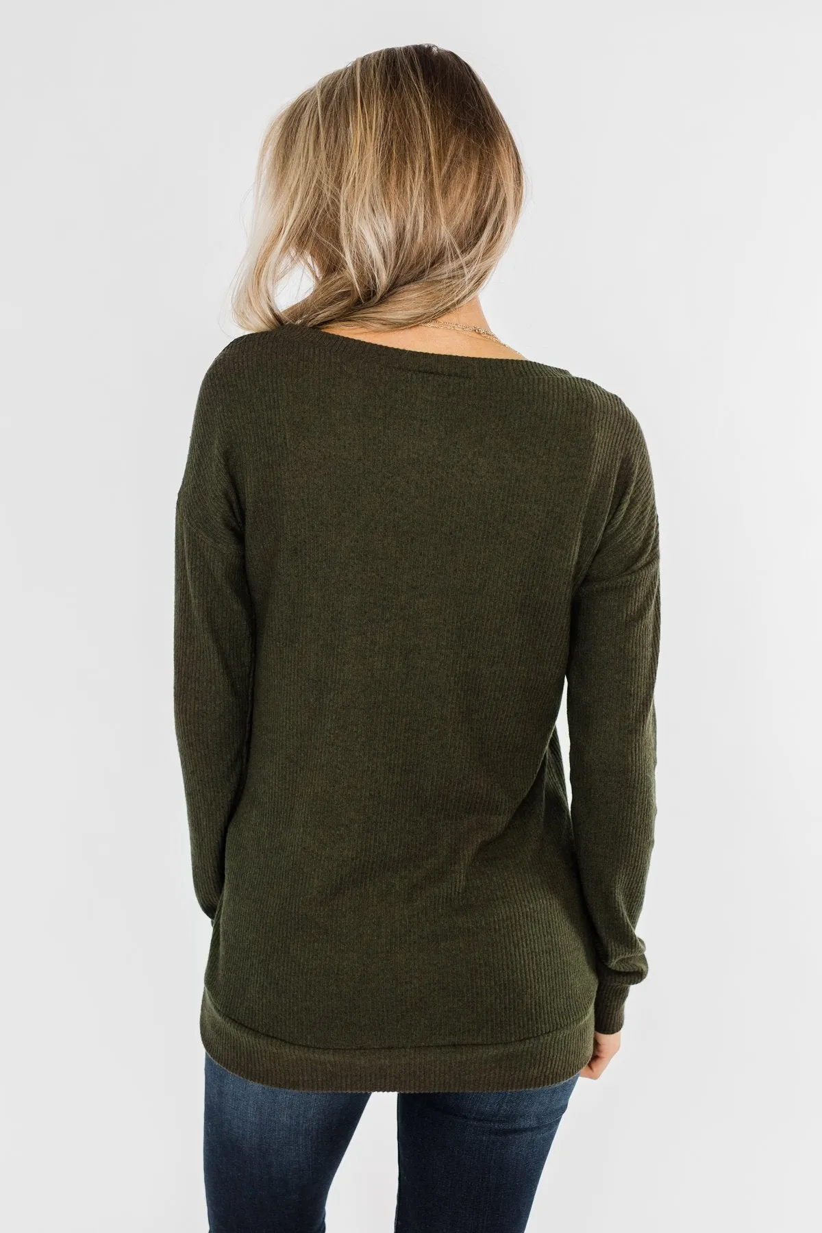 Show Stopper Black Lace Top- Dark Olive