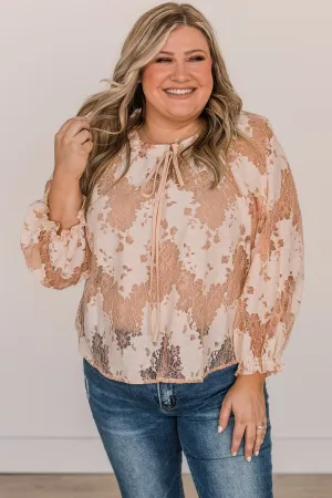 Sight To Behold Lace Top- Light Peach