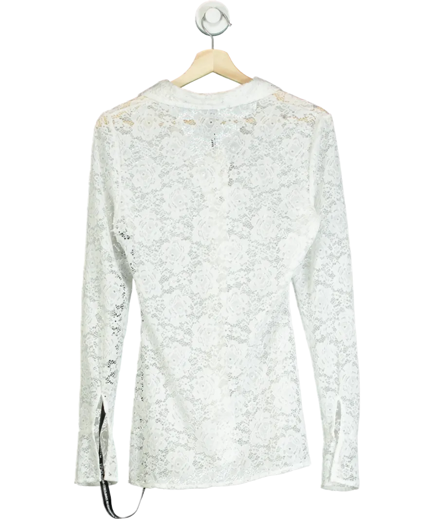 SLA the label White Kimmy Lace Shirt UK XS