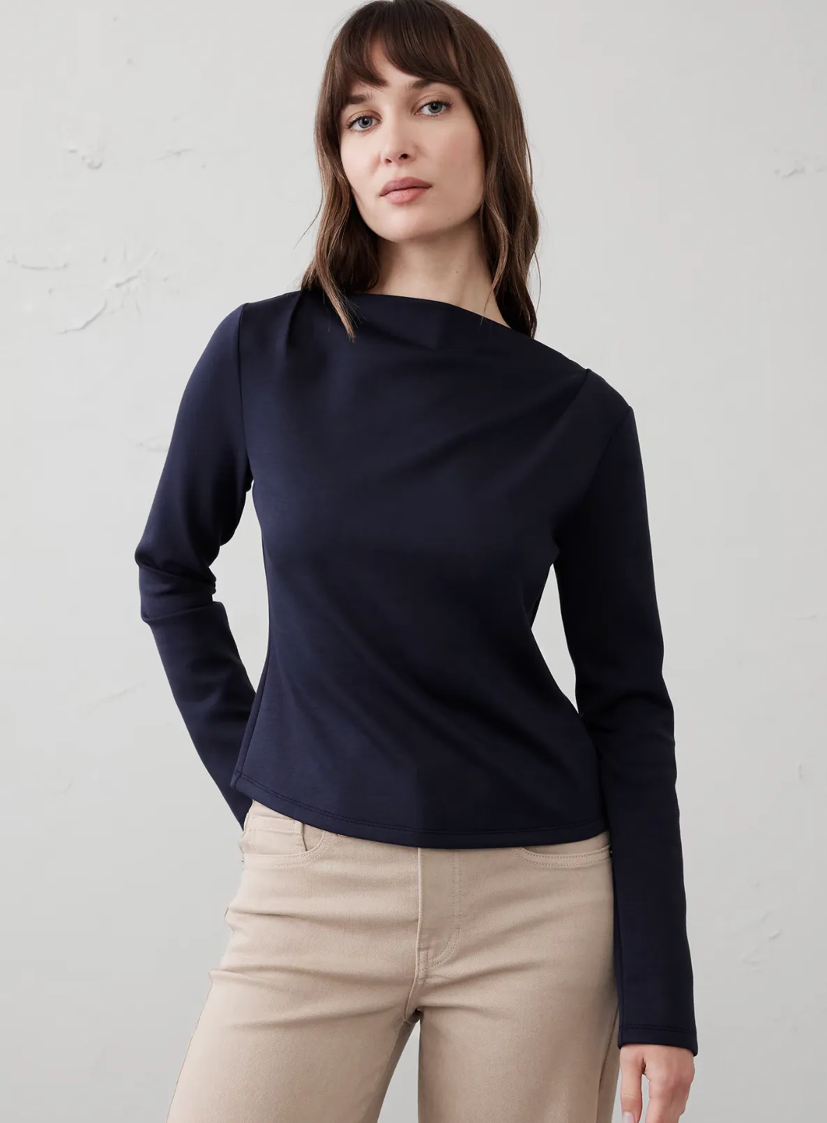 Soft Pleated Boatneck Top