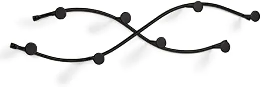 Spectrum Diversified Sweep Double 8-Hook Coat Rack, 22.00 x 2.00 x 4.75 Inches, Black