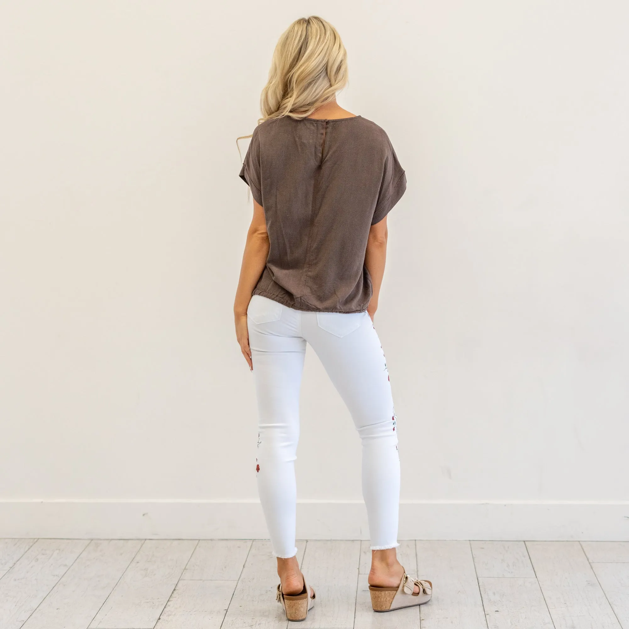Spring Time Floral Side Mid Rise Skinny