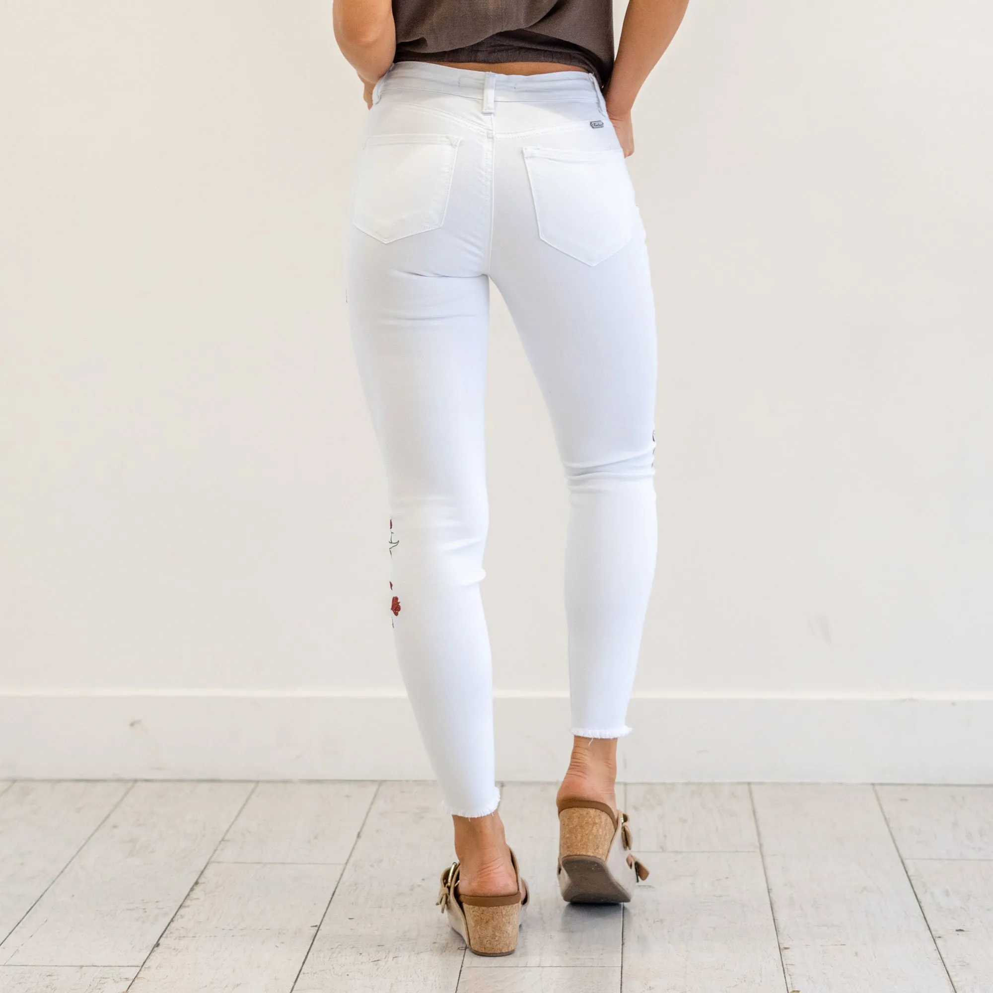 Spring Time Floral Side Mid Rise Skinny