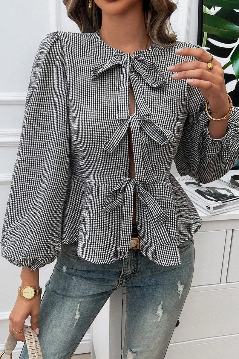 Striped Charm Bows Blouse