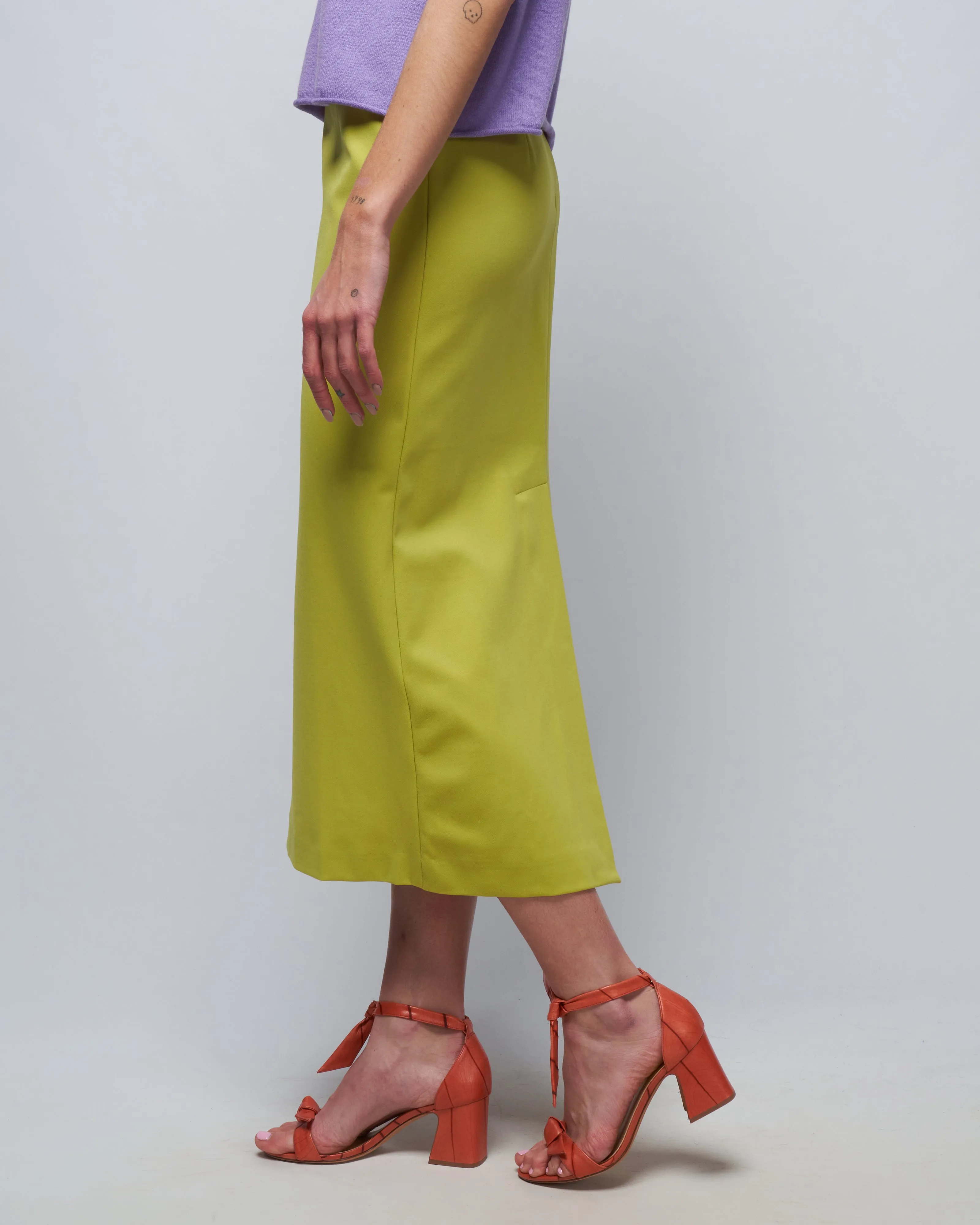 structured knit pencil skirt - geko green