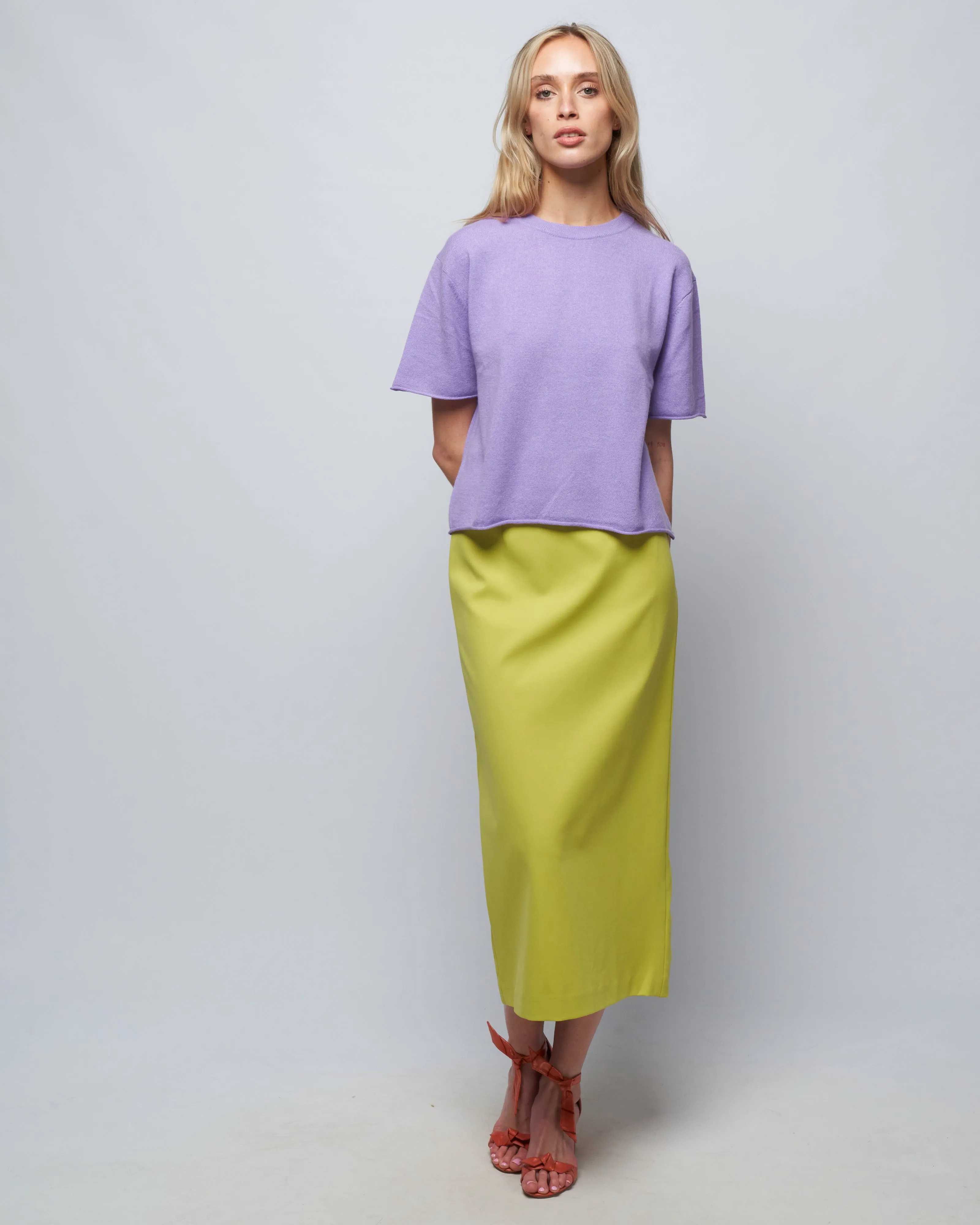 structured knit pencil skirt - geko green