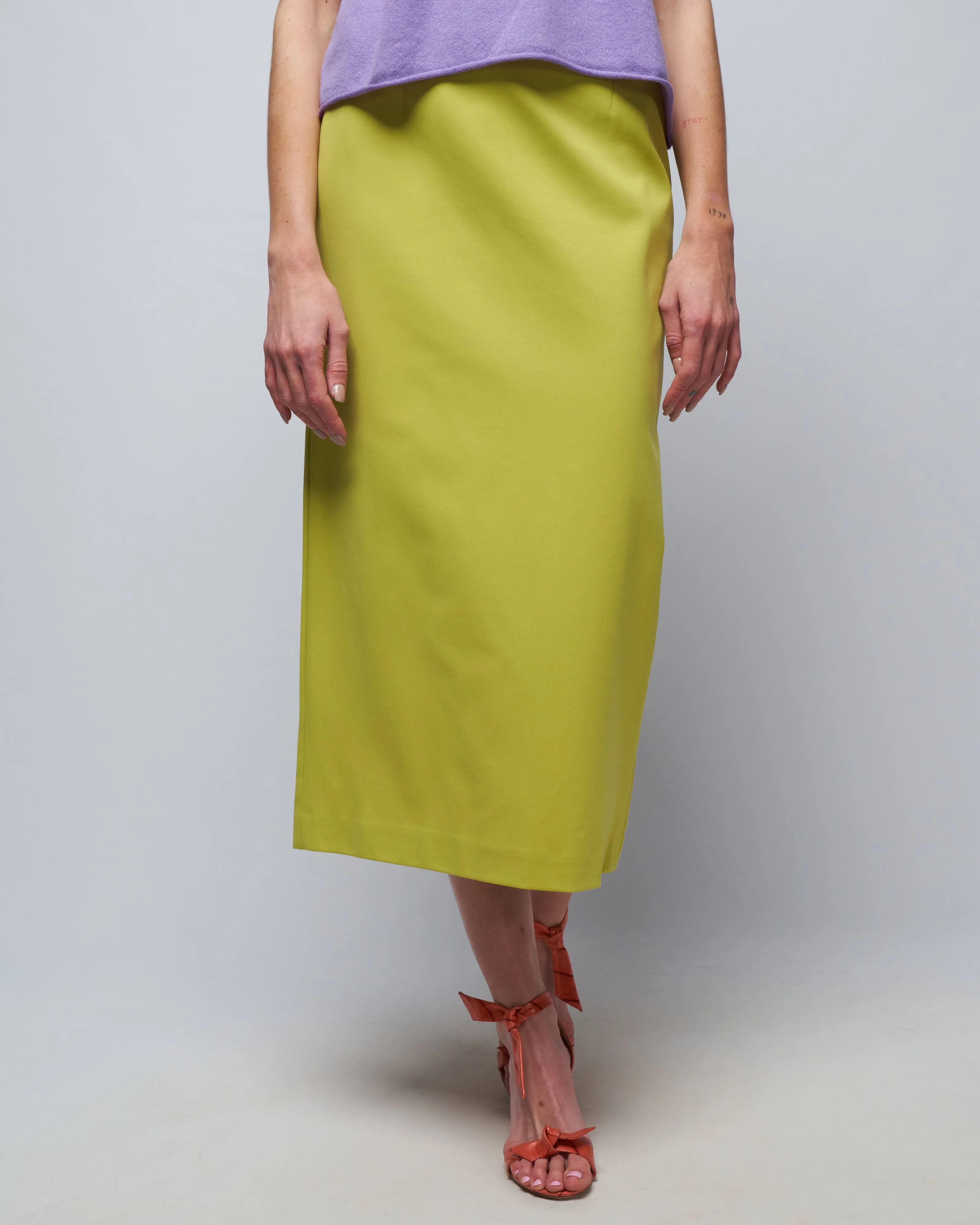 structured knit pencil skirt - geko green