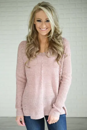 Sweet Love Back Lace Up Top ~ Blush